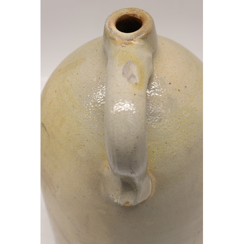 1078 - Stoneware flagon, rubbed impressed mark to neck 'I.E. Gannon Grooers & Liquor Wholesaler', painted b... 