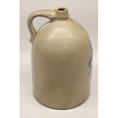 1078 - Stoneware flagon, rubbed impressed mark to neck 'I.E. Gannon Grooers & Liquor Wholesaler', painted b... 
