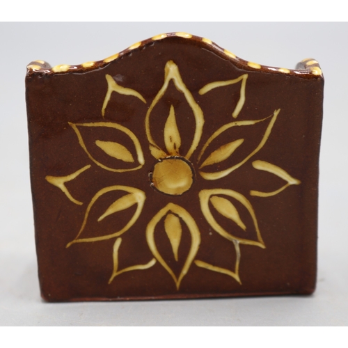 Slipware miniature lambing chair and settle with dotted border and ...
