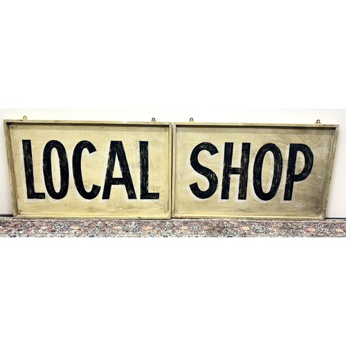 League of Gentleman-  'Local Shop' signs, created and used for the production of 'League of Gentlemen (1999)', 122cm x 76cm 
Please note the 'Local Shop' League of Gentleman signs have been signed on the reverse by Kevin Waite Art Department  - Construction Manager
Bradley's Shipping POA https://www.bradleys.ltd/quotation-request-form