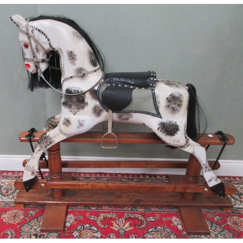 Solid wood dapple grey Rocking Horse, with black mane and tail and ...