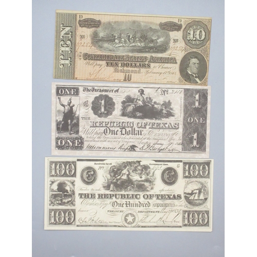 Folder cont. collection of American banknotes (copies/reproduction's ...