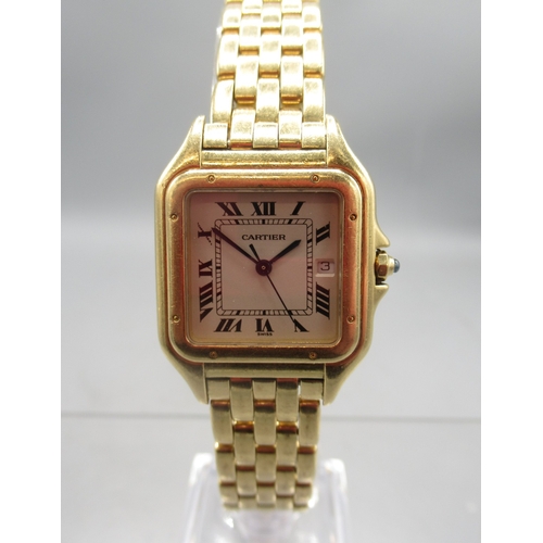 80 - The Bobby Davro Collection - Cartier Panthère 18ct gold quartz wristwatch with date on matching bric... 
