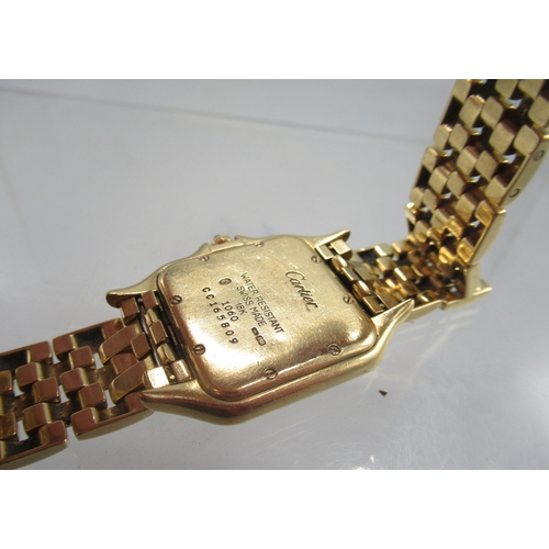 80 - The Bobby Davro Collection - Cartier Panthère 18ct gold quartz wristwatch with date on matching bric... 