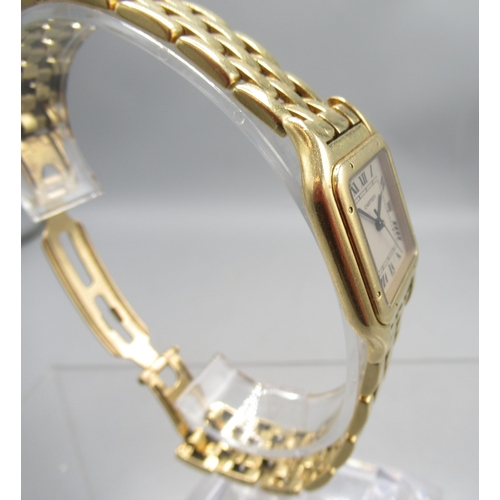 80 - The Bobby Davro Collection - Cartier Panthère 18ct gold quartz wristwatch with date on matching bric... 