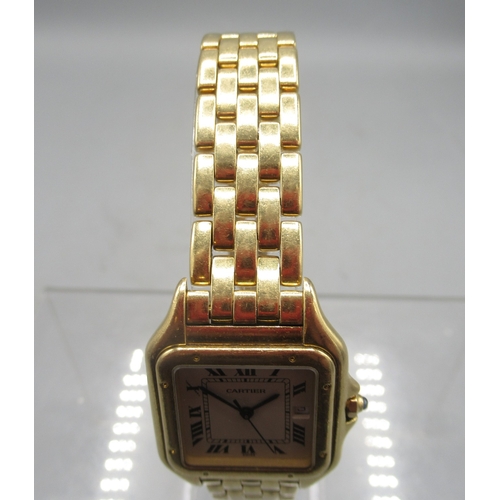 80 - The Bobby Davro Collection - Cartier Panthère 18ct gold quartz wristwatch with date on matching bric... 