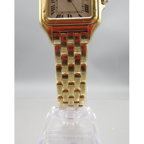 80 - The Bobby Davro Collection - Cartier Panthère 18ct gold quartz wristwatch with date on matching bric... 