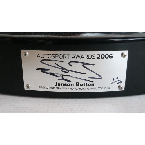 192 - Rare Autosport Awards 2006 table centre driver signed 1/18 scale Jenson Button Honda RA106 First Gra... 