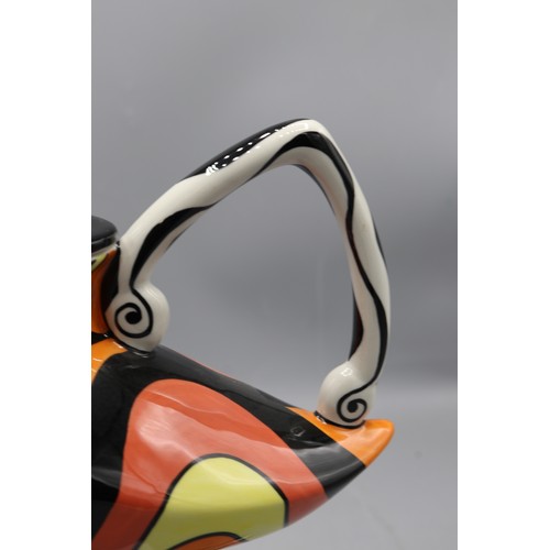 846 - Lorna Bailey The Moorish teapot, limited edition No.30/50, decorated in black, red, orange and yello... 