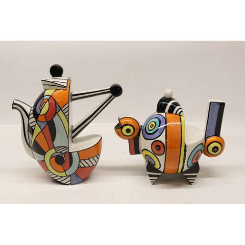 848 - Lorna Bailey tall Art Deco, limited edition No.9/50, decorated in black, red, orange and yellow, app... 