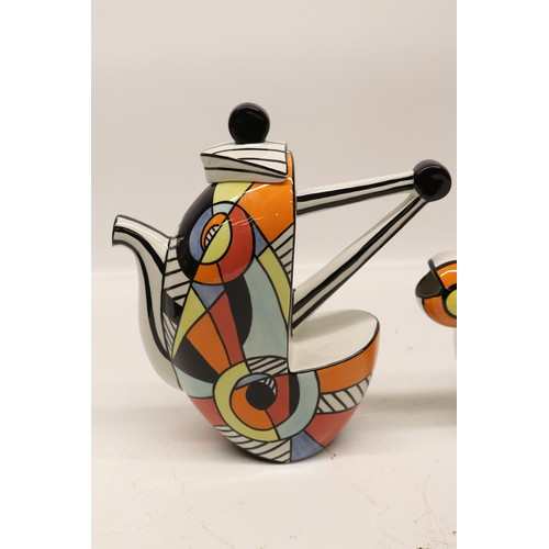 848 - Lorna Bailey tall Art Deco, limited edition No.9/50, decorated in black, red, orange and yellow, app... 