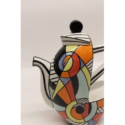 848 - Lorna Bailey tall Art Deco, limited edition No.9/50, decorated in black, red, orange and yellow, app... 