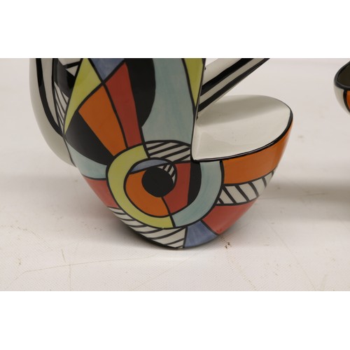 848 - Lorna Bailey tall Art Deco, limited edition No.9/50, decorated in black, red, orange and yellow, app... 