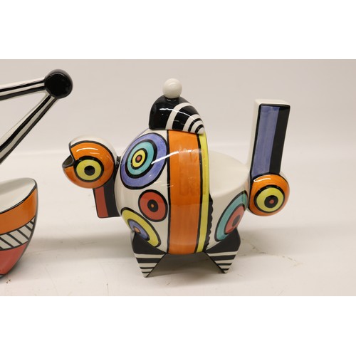 848 - Lorna Bailey tall Art Deco, limited edition No.9/50, decorated in black, red, orange and yellow, app... 