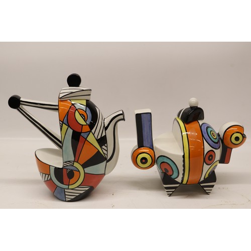 848 - Lorna Bailey tall Art Deco, limited edition No.9/50, decorated in black, red, orange and yellow, app... 