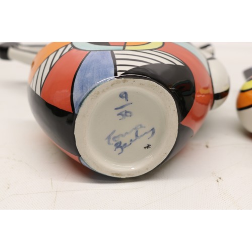 848 - Lorna Bailey tall Art Deco, limited edition No.9/50, decorated in black, red, orange and yellow, app... 