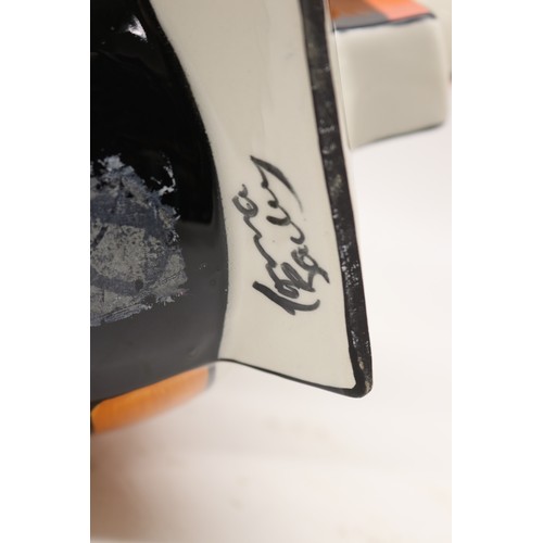 848 - Lorna Bailey tall Art Deco, limited edition No.9/50, decorated in black, red, orange and yellow, app... 