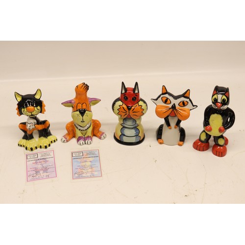 Collection of Lorna Bailey cat figurines; incl. Tufty The Cat, limited ...