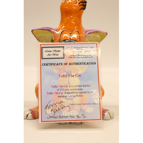 Collection of Lorna Bailey cat figurines; incl. Tufty The Cat, limited ...