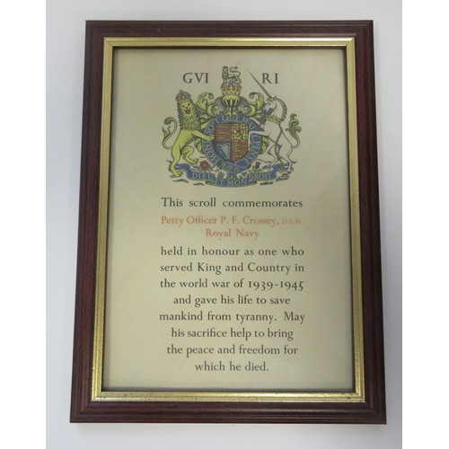  Family Archive and Medals To J.X.126572 Petty Officer Patrick Fenwick Crossey RN. Distinguished Serv... 