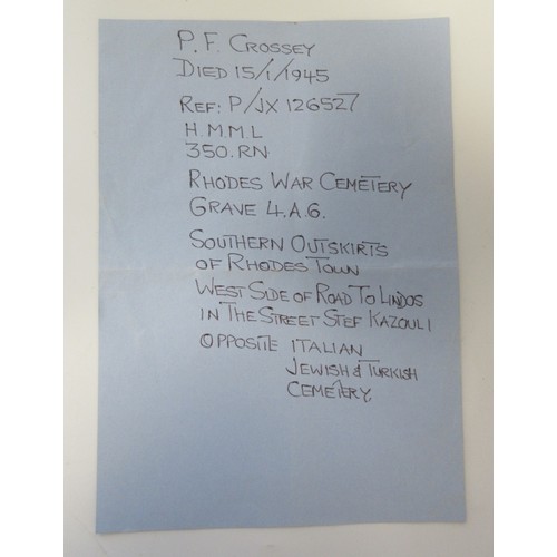  Family Archive and Medals To J.X.126572 Petty Officer Patrick Fenwick Crossey RN. Distinguished Serv... 