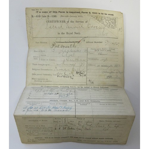  Family Archive and Medals To J.X.126572 Petty Officer Patrick Fenwick Crossey RN. Distinguished Serv... 