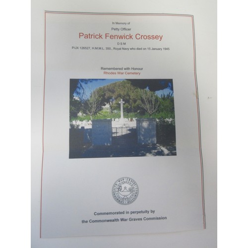  Family Archive and Medals To J.X.126572 Petty Officer Patrick Fenwick Crossey RN. Distinguished Serv... 