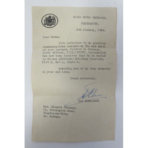  Family Archive and Medals To J.X.126572 Petty Officer Patrick Fenwick Crossey RN. Distinguished Serv... 