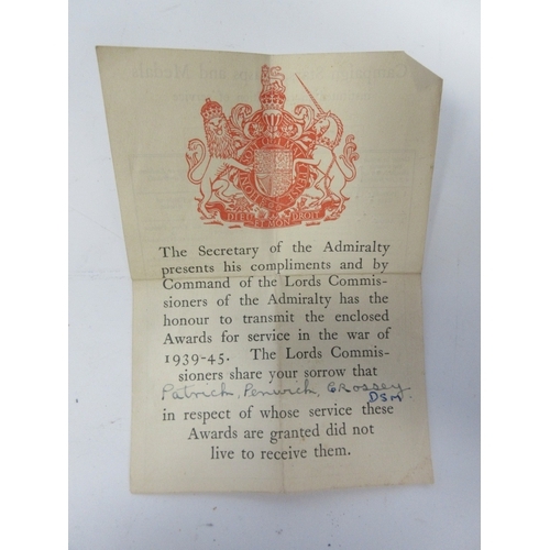  Family Archive and Medals To J.X.126572 Petty Officer Patrick Fenwick Crossey RN. Distinguished Serv... 