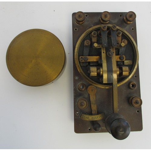 GPO style double current telegraph key with removable brass cover ...