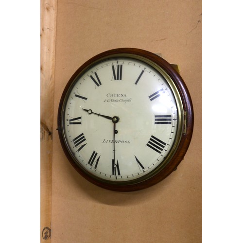375 - (Joseph) Chiesa, 44 White Chapel, Liverpool, 8 day mahogany dial wall clock/timepiece, brass bezel e... 