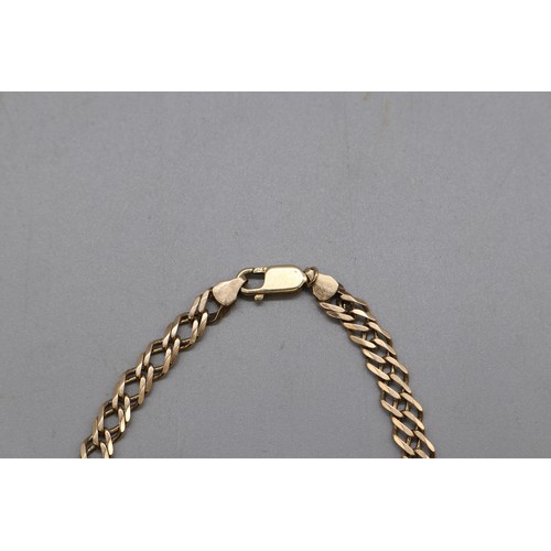 11 - Stamped 9ct yellow gold double squared curb link chain bracelet 8