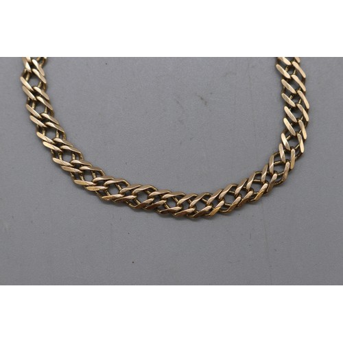 11 - Stamped 9ct yellow gold double squared curb link chain bracelet 8