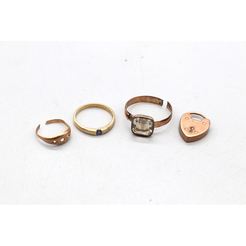 16 - Assortment of mixed 9ct gold items, all hallmarked unless stated: a 9ct yellow gold ring pavé-set wi... 