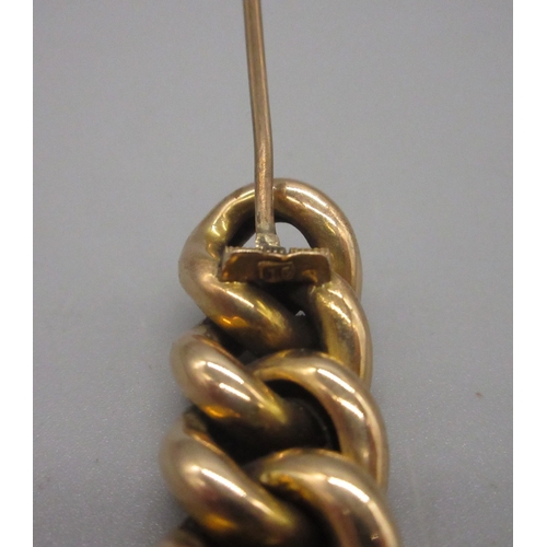 15ct stamped heavy fixed chain link style bar brooch. 5.5cm/1.2cm ...
