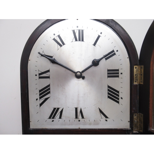 374 - H.A.C. Wurttemberg, 8 day mahogany longcase clock, moulded arched hood with turned pilasters, 11 1/2... 