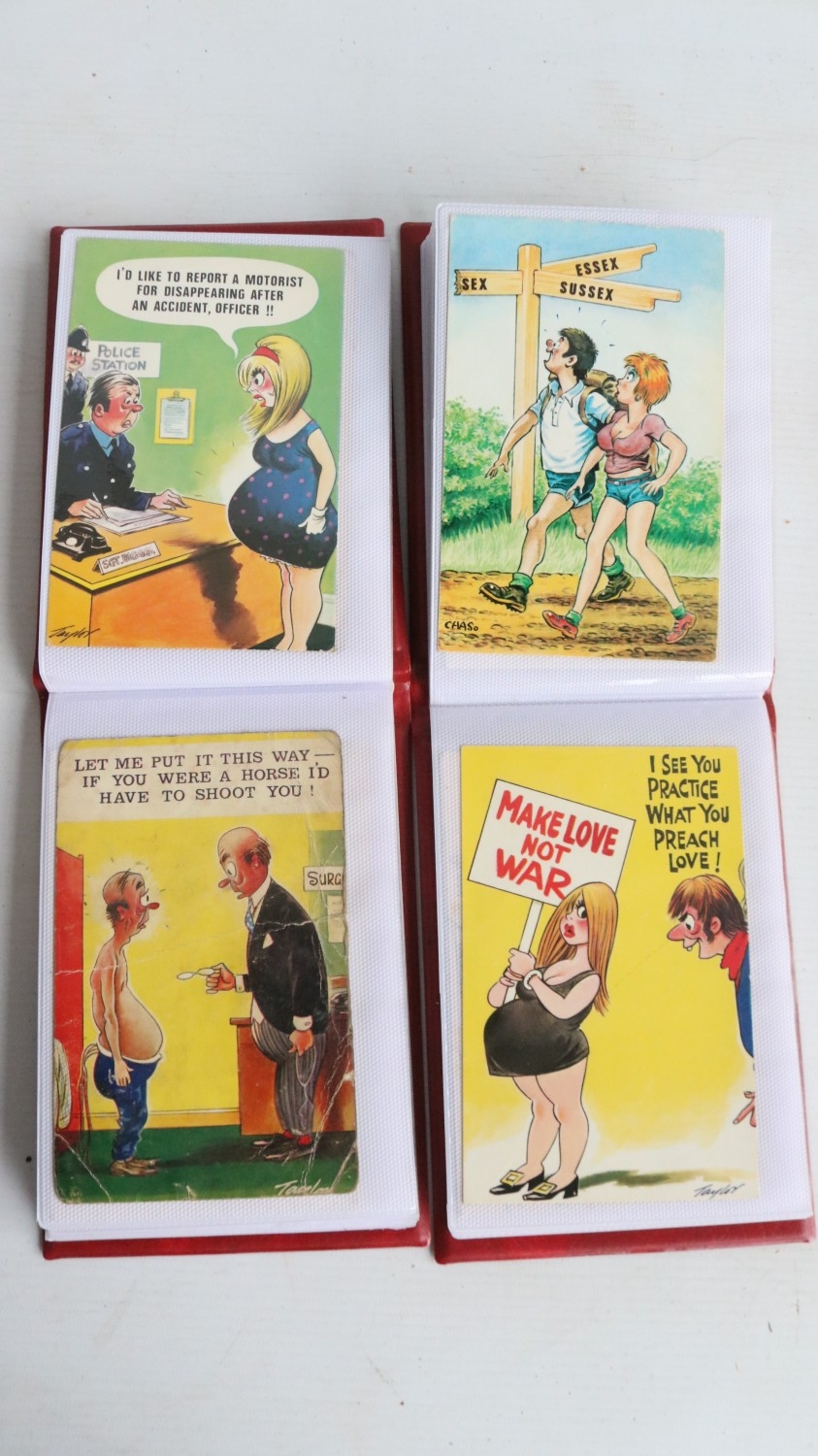 Collection of cheeky comic postcards including loose examples (most in ...