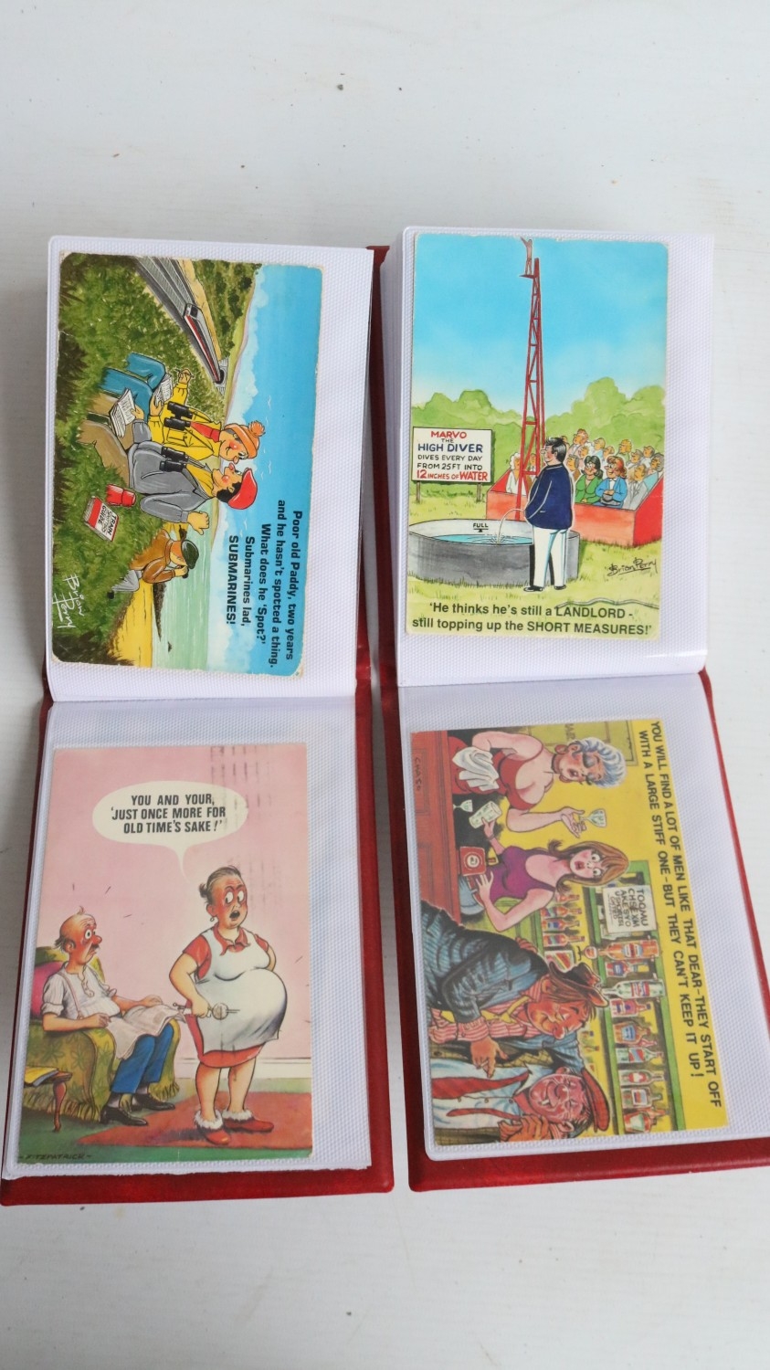 Collection of cheeky comic postcards including loose examples (most in ...