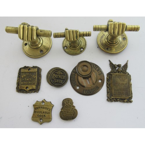 Assorted collection of brass lock pieces from various safe makers incl ...