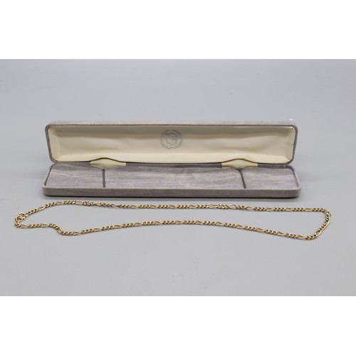 36 - Hallmarked 9ct yellow gold solid Figaro necklace with a bolt ring clasp, length 22