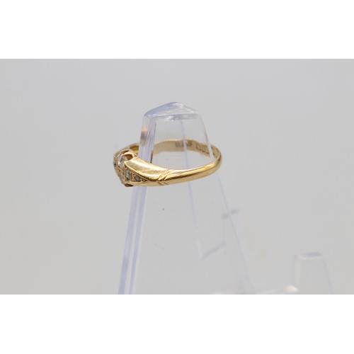 39 - Six stone hallmarked 18ct yellow gold diamond ring comprised of 2x round brilliant cut stones in the... 