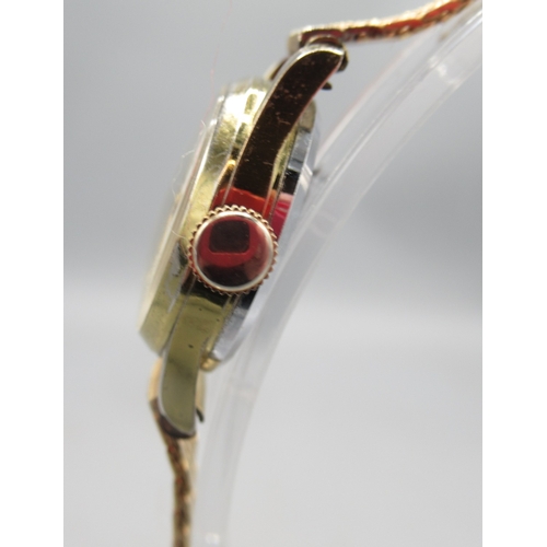 52 - Swiss ladies 9ct rose gold wristwatch on Premo 9ct gold expanding bracelet, stamped 9ct, silver engi... 