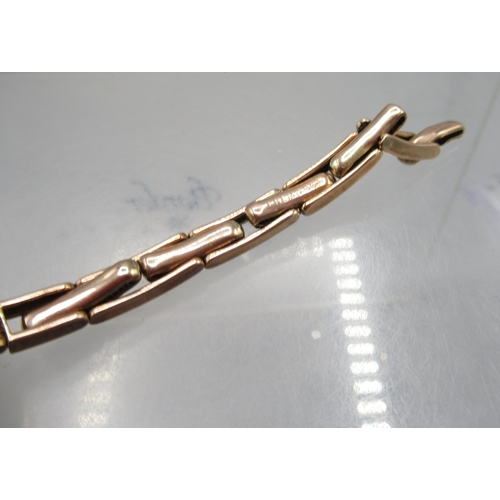 52 - Swiss ladies 9ct rose gold wristwatch on Premo 9ct gold expanding bracelet, stamped 9ct, silver engi... 