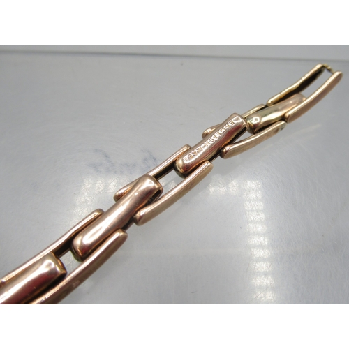 52 - Swiss ladies 9ct rose gold wristwatch on Premo 9ct gold expanding bracelet, stamped 9ct, silver engi... 