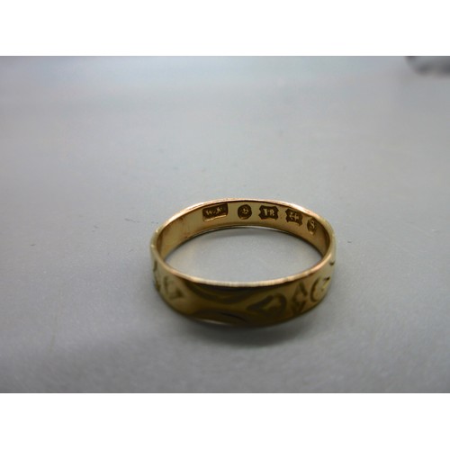 17 - Two 18ct yellow gold hallmarked rings comprising one twisted shank trilogy ring set with three round... 