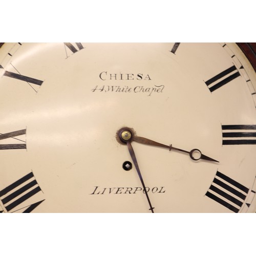 375 - (Joseph) Chiesa, 44 White Chapel, Liverpool, 8 day mahogany dial wall clock/timepiece, brass bezel e... 