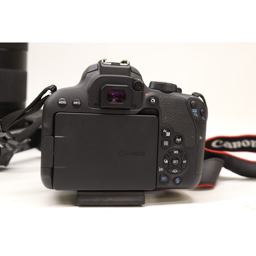 707 - Canon EOS 800D digital camera (lacking battery) with EW-63C lens, Canon ET-74B lens,  Manfrotto trip... 