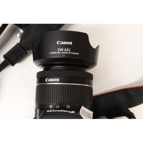 707 - Canon EOS 800D digital camera (lacking battery) with EW-63C lens, Canon ET-74B lens,  Manfrotto trip... 