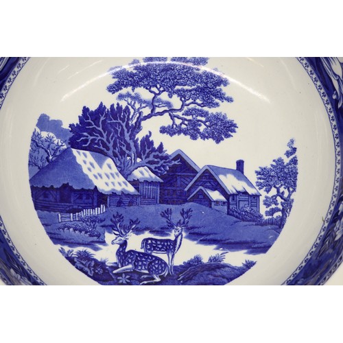 405 - Early 20th Century Wedgwood 'Fallow Deer' ceramic wash basin bowl; featuring central cottage scene w... 
