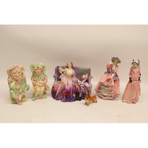 794 - Royal Doulton, 'Sweet & Twenty' HN1549; 'The Jester' limited edition 416 of 1500; 'The Lady Jester' ... 